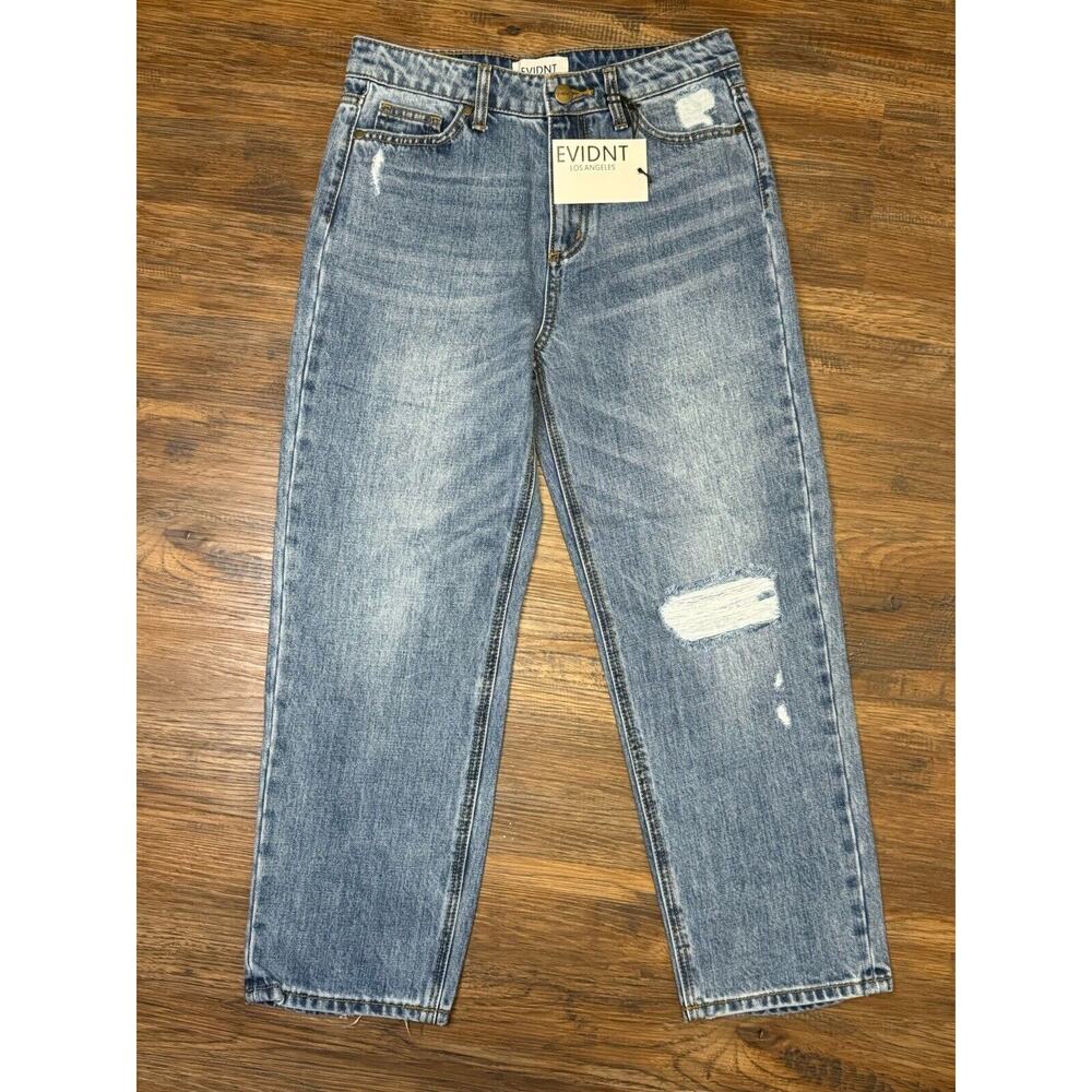 EVIDNT Los Angeles Malibu Medium wash distressed Girlfriend Jeans LULUS MSRP $80 - Picture 3 of 15